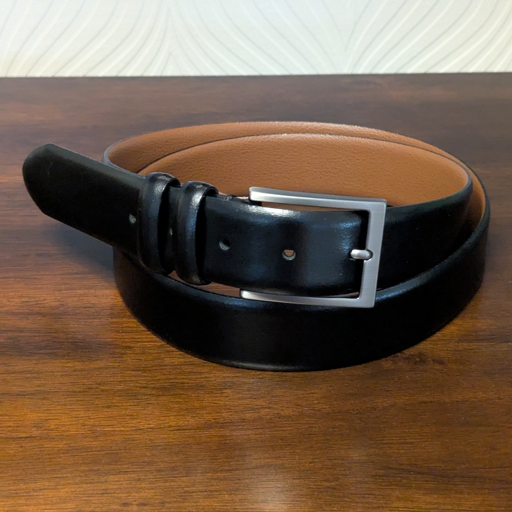NWOT Joseph Abboud Black Leather Men's Belt Sz 42/105 Genuine Italian Leather